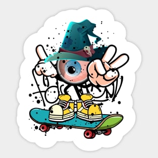 Witch Skateboard Monster Graffiti Street Art Sticker